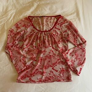 Floral Red bell sleeve top
